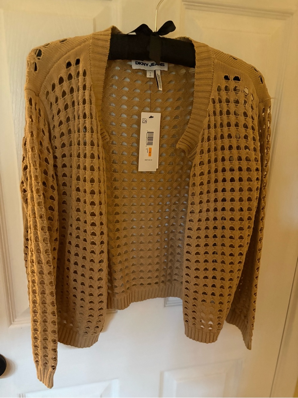 Dkny Open-Weave Cardigan in Camel Tan